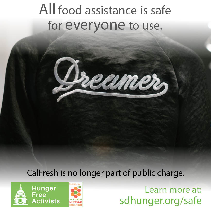SDHungerCo's tweet image. Please help us raise awareness that #CalFresh is not subject to the Public Charge Rule. Receiving CalFresh, WIC or school meals will not affect you or your family&apos;s immigration status. Learn more at sdhunger.org/safe. #HungerAwarenessMonth #HungerFreeSD