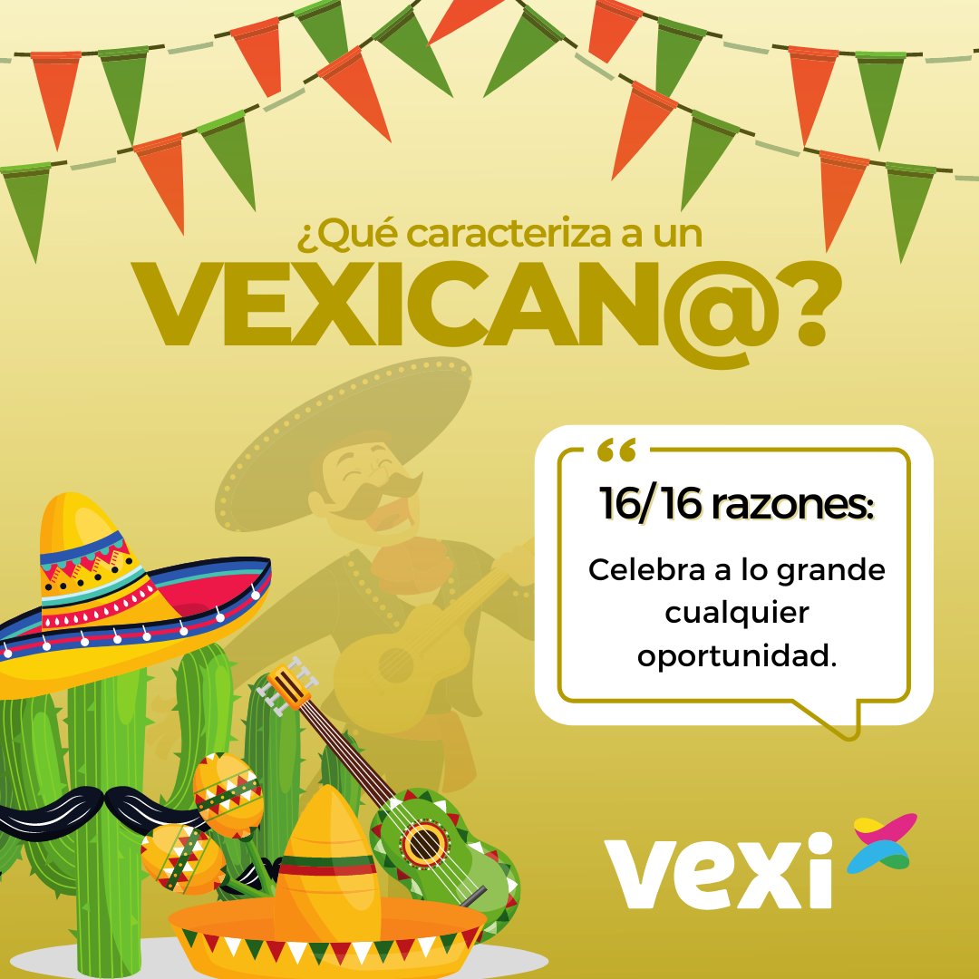 veximx's tweet photo. ¡La fiesta siempre nos mueve! 🎉🎊

Usa tu Tarjeta Vexi para comprar todo lo que necesites en estas fiestas patrias y hazlo #Multiposible. 🇲🇽🎊 https://t.co/zAag2RWo2L