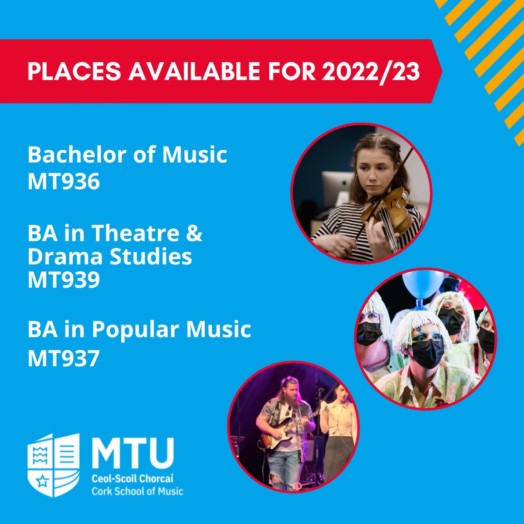 We have limited places available for new students starting this semester in some undergraduate courses! If you are interested in applying, please visit: cao.ie/apply.php
Lectures begin on September 26th, 2022.