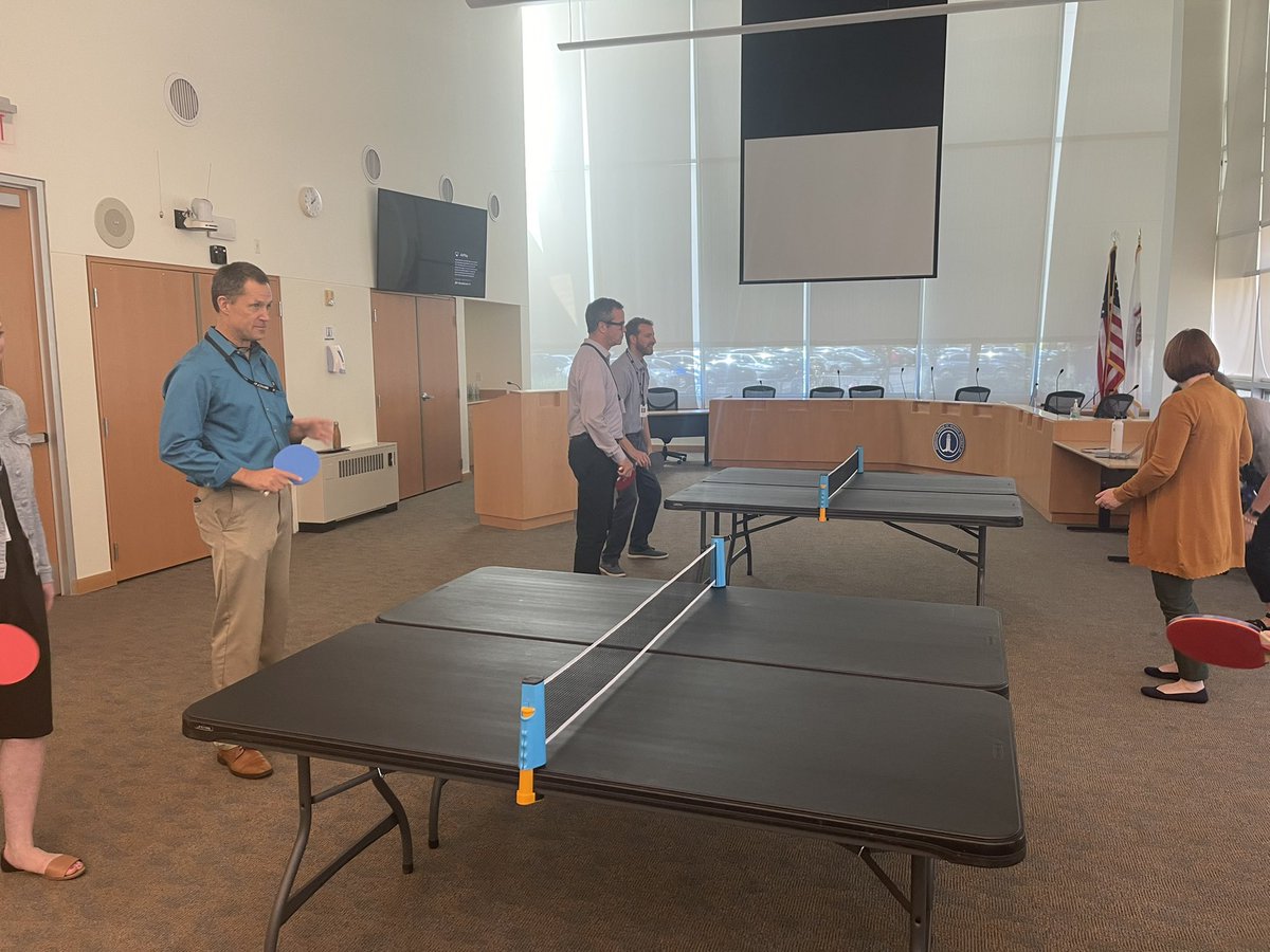 Loved this team builder, in honor of the #GOAT <a href="/serenawilliams/">Serena Williams</a> evolving from tennis 🎾, we started our meeting playing a racquet sport, ping pong! 🏓The portable nets are 💯
