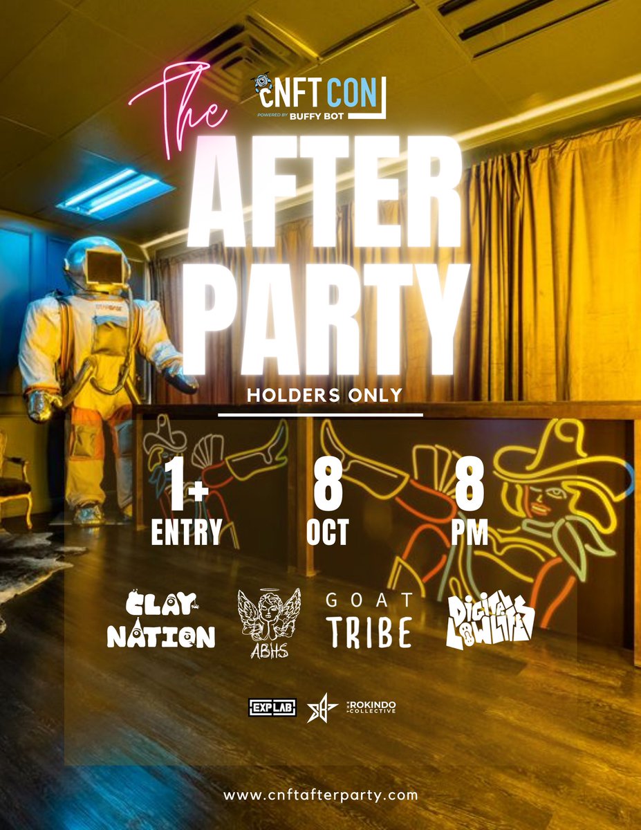 adaGOATS's tweet photo. Are you ready for the biggest party of the year? Join us during @cnftcon October 8th 8pm!
Hosted by
@adaGOATS @claymates @AngelBabyHitSqd @theartofjoseph
Produced by
@TheRokindoCo @exp_lab_usa
Where?
https://t.co/YfXAquDqE2
#Cardano #GOATTribe #ABHS #DigitalLowlife #CNFTCon https://t.co/brkQfew4VF