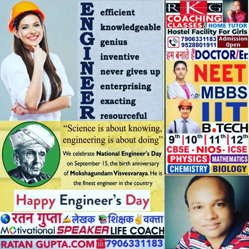 RKG_Group_'s tweet photo. #EngineeringDay #EngineersDay Wishes By #RatanKumarGupta #Coach #Writer #MotivationalSpeaker MD #RKGGroup offer #NEET #AIIMS #IITJEE #Engineering #MBBS #Doctor #BTech #Engineer #Coaching 11-12th #CBSE #ICSE #NIOS #Physics #Chemistry #Biology #Maths By #IIT &amp; #NEETGuru #RatanGupta https://t.co/TYHBXJxMlu
