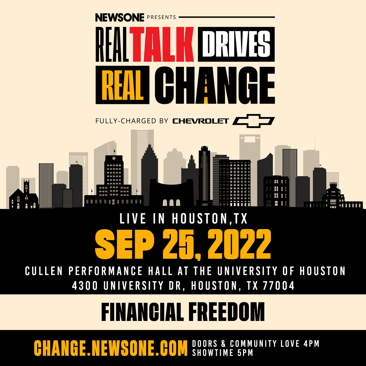 newsone's tweet photo. Real Talk Drives Real Change is HERE and taking over Houston on September 25th for a FREE panel discussion and live performance! The Live Event starts at 5 PM CT.
RSVP here: https://t.co/DbicGHHXpn  #RTDRC #AD #Sponsored https://t.co/LiO4Jh1TD3