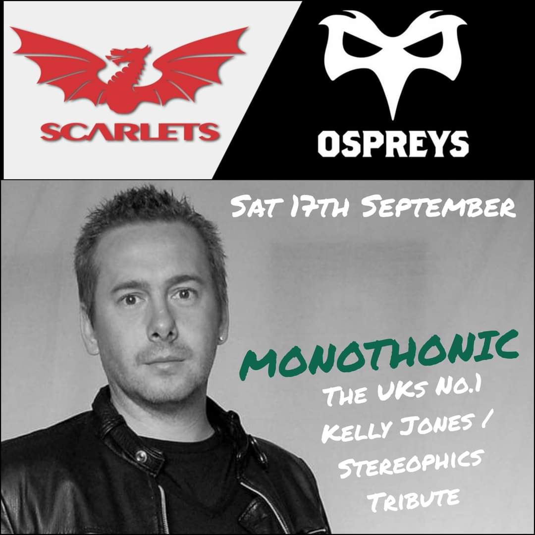 The UK’s No.1 Kelly Jones &amp; Stereophonics tribute is performing live after the match Sat 17th Sept 😍 #DerbyDay #Scarlets #ospreys