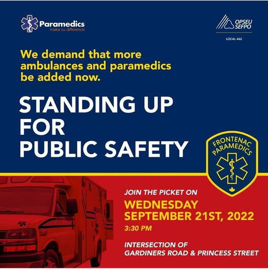 MSchjerning's tweet photo. I'll be there to support our paramedics!  Frontenac County Council needs to do the right thing and add more paramedic resources now.  When you call 911 you expect that the paramedics will show up quickly.  We must do better!  This is a life safety issue! https://t.co/MeoiLimimf