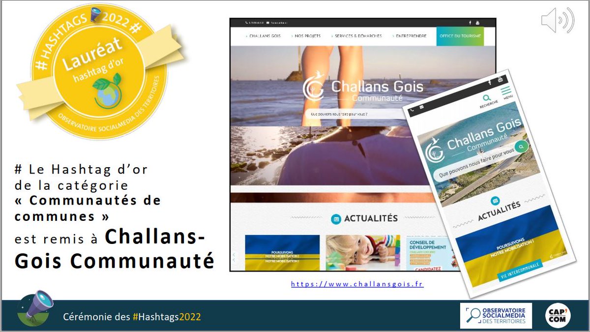 MyObservatoire's tweet photo. #️⃣7⃣ #Hashtags2022 catégorie "site #internet éco-responsables communautés de commune"
🏅OR Challan-Gois Communauté
https://t.co/GqywoUqbvu
#capcomnet https://t.co/R4VgyMmGUt