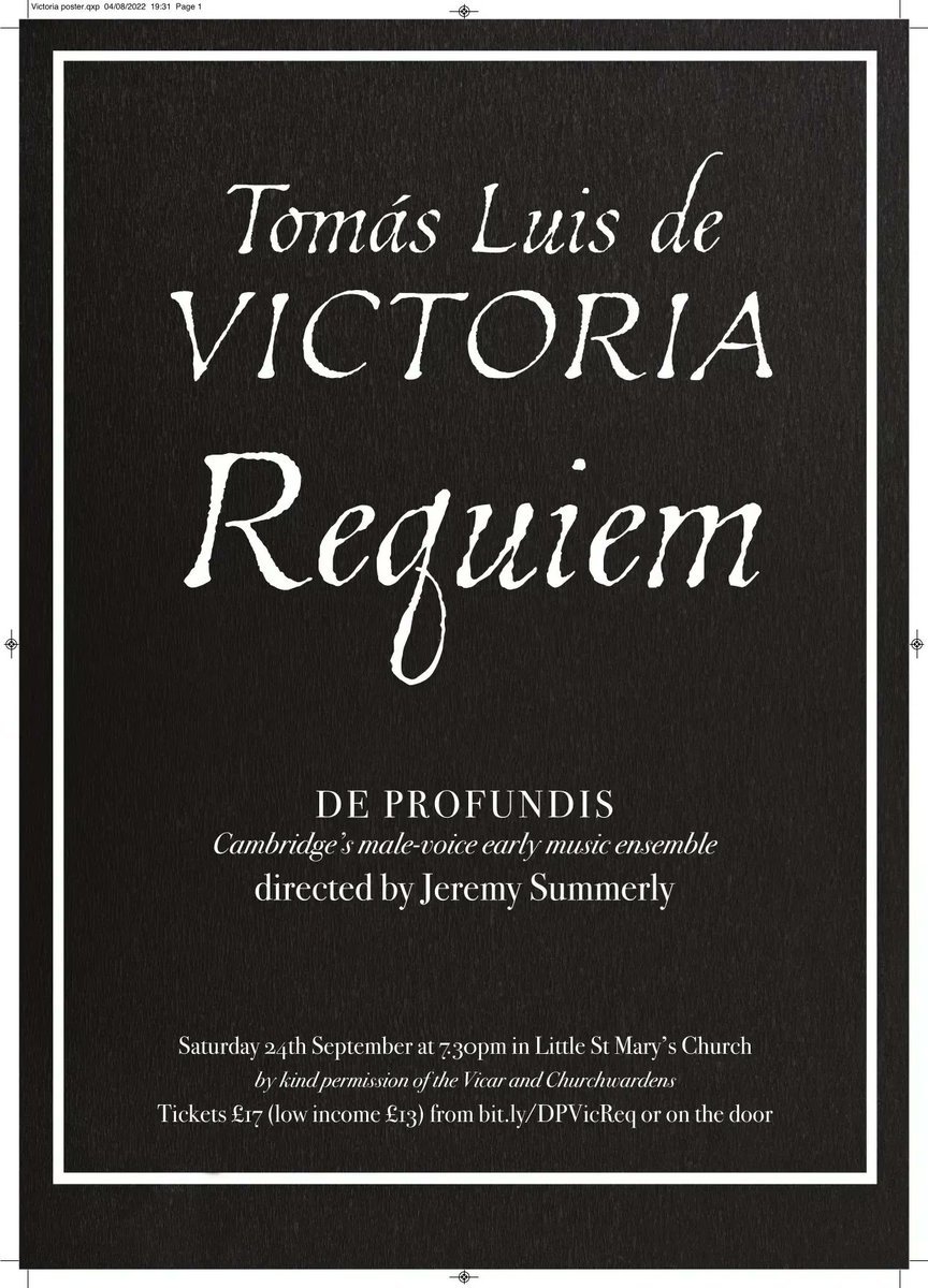 dpchoir's tweet photo. Our concert is fast approaching 

Saturday 24 September 19:30 @littlestmary directed by @jsummerly 

https://t.co/3Yz73PzWwk

#cambridgeconcerts #cambridge #polyphony #victoriarequiem #requiem #victoria #earlymusic #cambridgeearlymusic https://t.co/WlZTOdNUWo