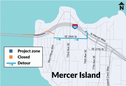 🚨THIS WEEKEND
⚠️WEST MERCER WAY ON-RAMP &amp; I-90 BIKE PATH CLOSING

⏰From 10am tomorrow through 5am Monday
⛔️The West Mercer Way on-ramp to westbound I-90 will be closed 
🚳The I-90 Floating Bridge bike/pedestrian path will also be closed
🚧For expansion joint repair

<a href="/mercergov/">City of Mercer Island</a>