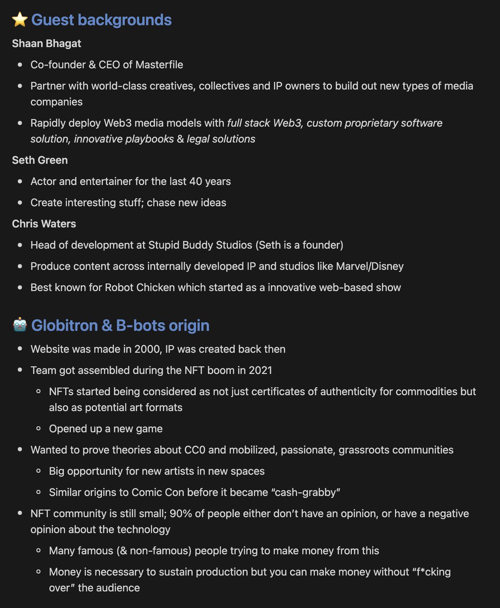 fyhfyhio's tweet photo. ✍️ Notes from @PodcastDelphi with @SethGreen, @shaan_bhagat, &amp; @cp_waters  

- Hollywood vs. NFTs 📽️
- @BBots1984 &amp; building out IP 🤖
- CC0 disrupting media ⚡️

&amp; more!  

🎙️ @Jeremystormsky https://t.co/t2wDjcZAJr