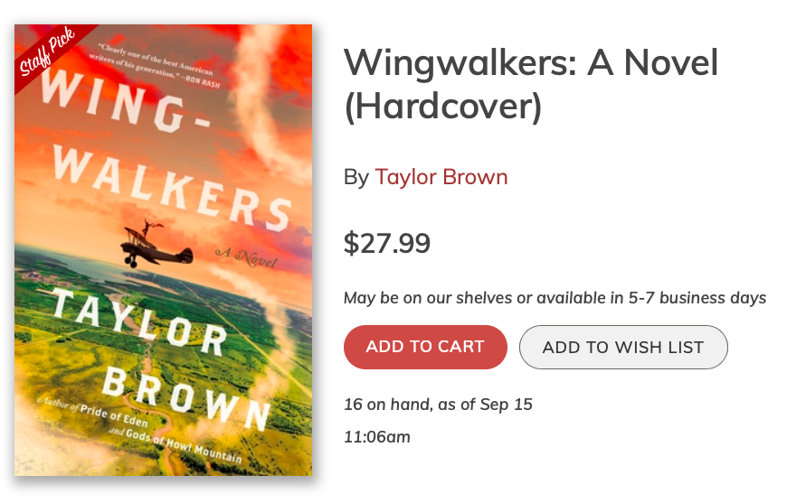 AvidBookshop's tweet photo. EVENT ALERT! 

Meet @taybrown &amp; hang with us at @AthensClarkeLib on Wed., 9/21 at 7pm!

At this Friends of the Library Café au Libris event, Taylor will read from &amp; sign copies of his latest work, Wingwalker: https://t.co/ucO1E4Q0PP

Info: https://t.co/Y4QHtHFQcx

 #AvidEvents https://t.co/EBoaxkNsY3
