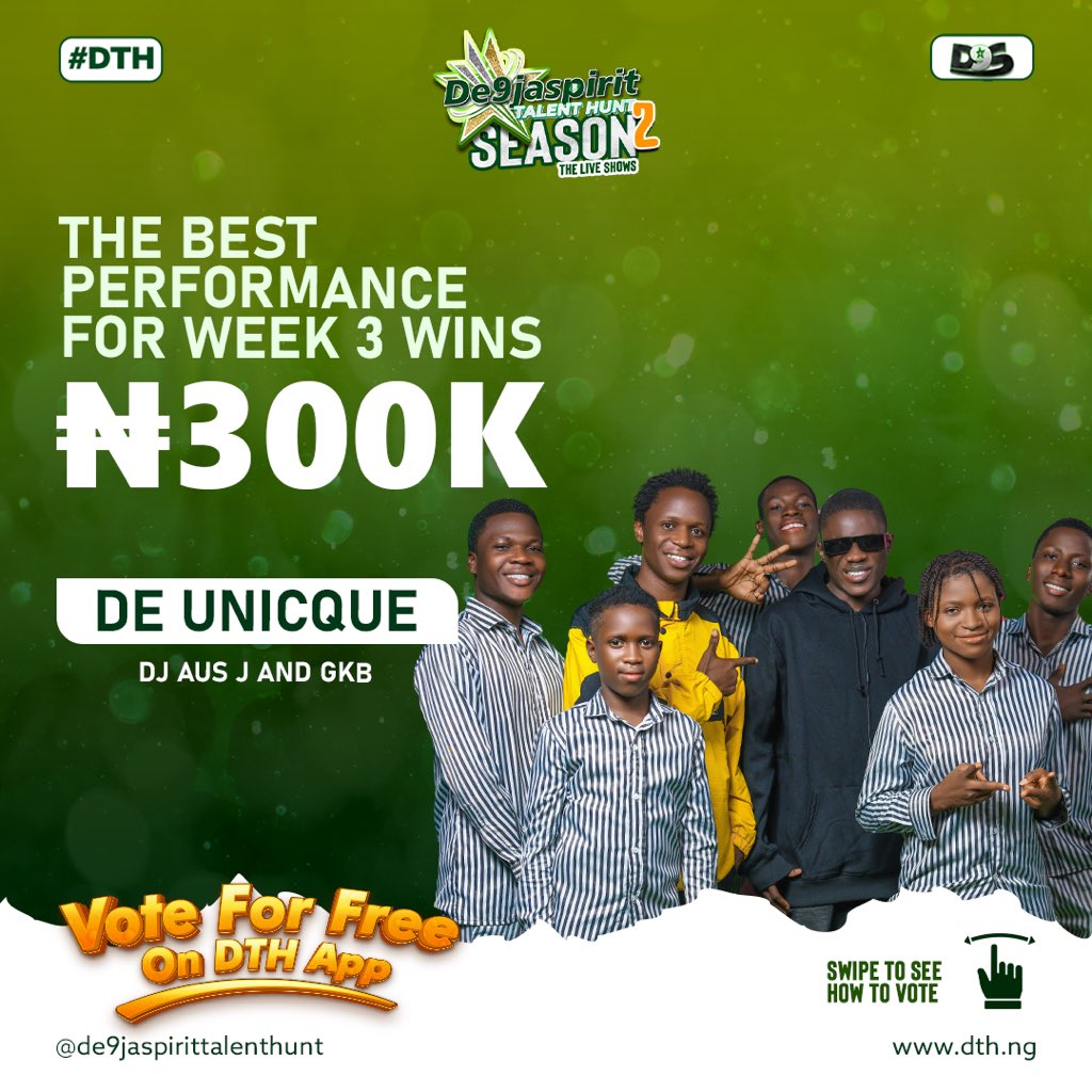 _Djolodo's tweet photo. Y'all please go vote for my guys via the DTH app on available on all app stores...for a chance to win this weeks 300k royalty. Abeggggggg
#DeUnique #De9jaSpiritTalentHunt #DTH https://t.co/y4Gc8FisMu