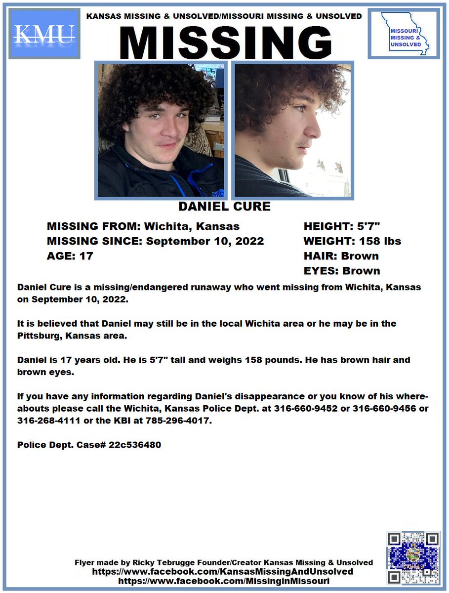 #MissingPerson #Missing PLEASE SHARE/PRINT/POST!!! DANIEL CURE (WICHITA, KANSAS)!!! <a href="/AnnetteLawless/">Annette Lawless 🌻</a> #KansasMissing #MissinginKansas