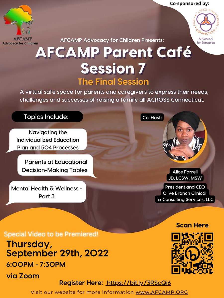 AFCAMPadvocacy's tweet photo. Join us Thursday, September 29th via Zoom for the final session of our cafes! We will be wrapping up our 7 sessions by touching on topics like Mental Health & Wellness and more. We will also be premiering a special video you don't want to miss! Register: https://t.co/s0dkPXGrIA https://t.co/Quw0Pdn3DR