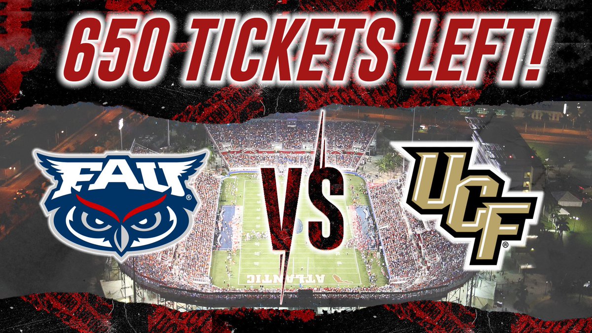 We are nearing capacity 🏟

Get them while you still can! ⬇️
am.ticketmaster.com/fau/ism/RkIyMk…

#WinningInParadise #WearRed