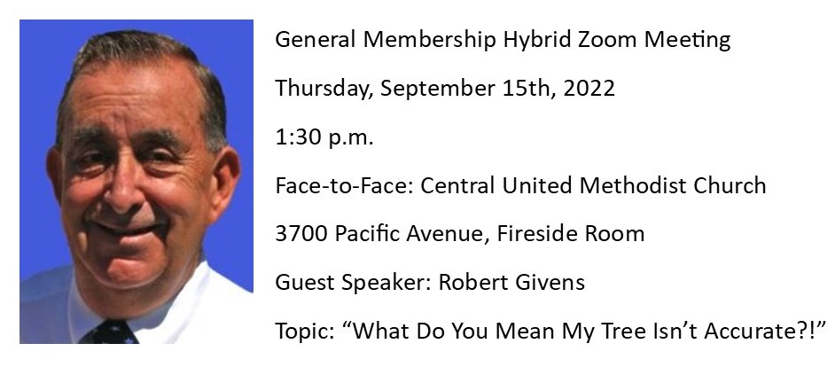 #genealogy lovers in #Stockton CA: You're invited to join us! SJGS returns to in-person meetings this Thursday afternoon at Central United Methodist Church, 3700 Pacific Avenue. The meeting will start at 1:30.