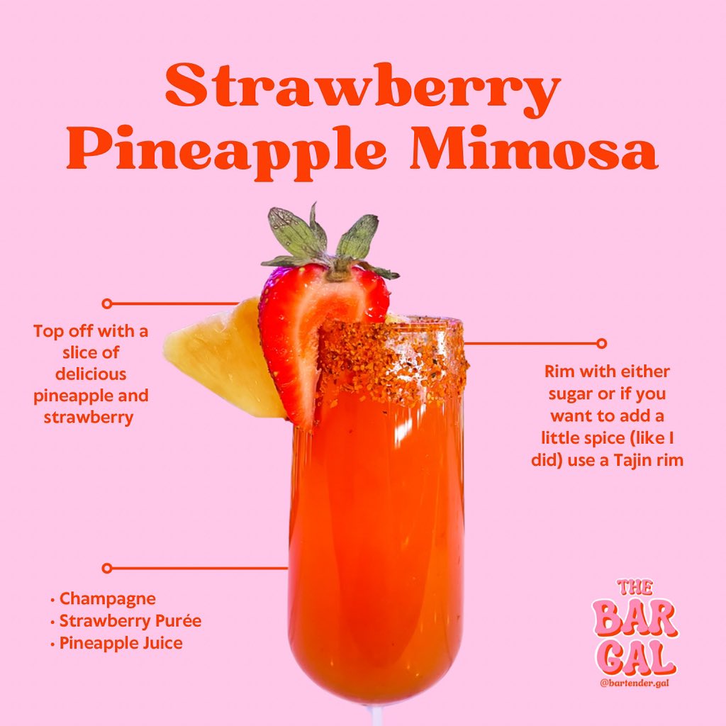 bartender_gal's tweet photo. Strawberry Pineapple Mimosas 💋🍓🥂
SWEET 🍍 with a little SPICE 🌶 

… perfect way to start off any morning 😉

https://t.co/yNT78LEcND
https://t.co/GT9BdZMSUn https://t.co/1W3CR73t9d