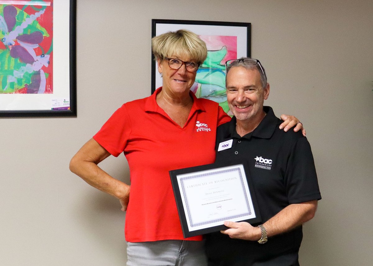 BACEmploy's tweet photo. This morning Dona was recognized for her outstanding dedication and service to our program participants and team members. Join us in celebrating Dona as BAC's Direct Support Professional of the Year!
#EmployEmpower
#PowerOfBAC
#FloridaARF https://t.co/kyjmu4JZ0n