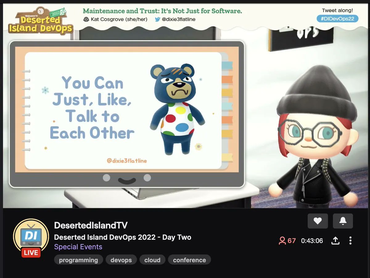 #DIDevOps22 is rolling on -- we've got some great talks left to close out the day. Be sure to join us live on Twitch at buff.ly/3qH9i6J!