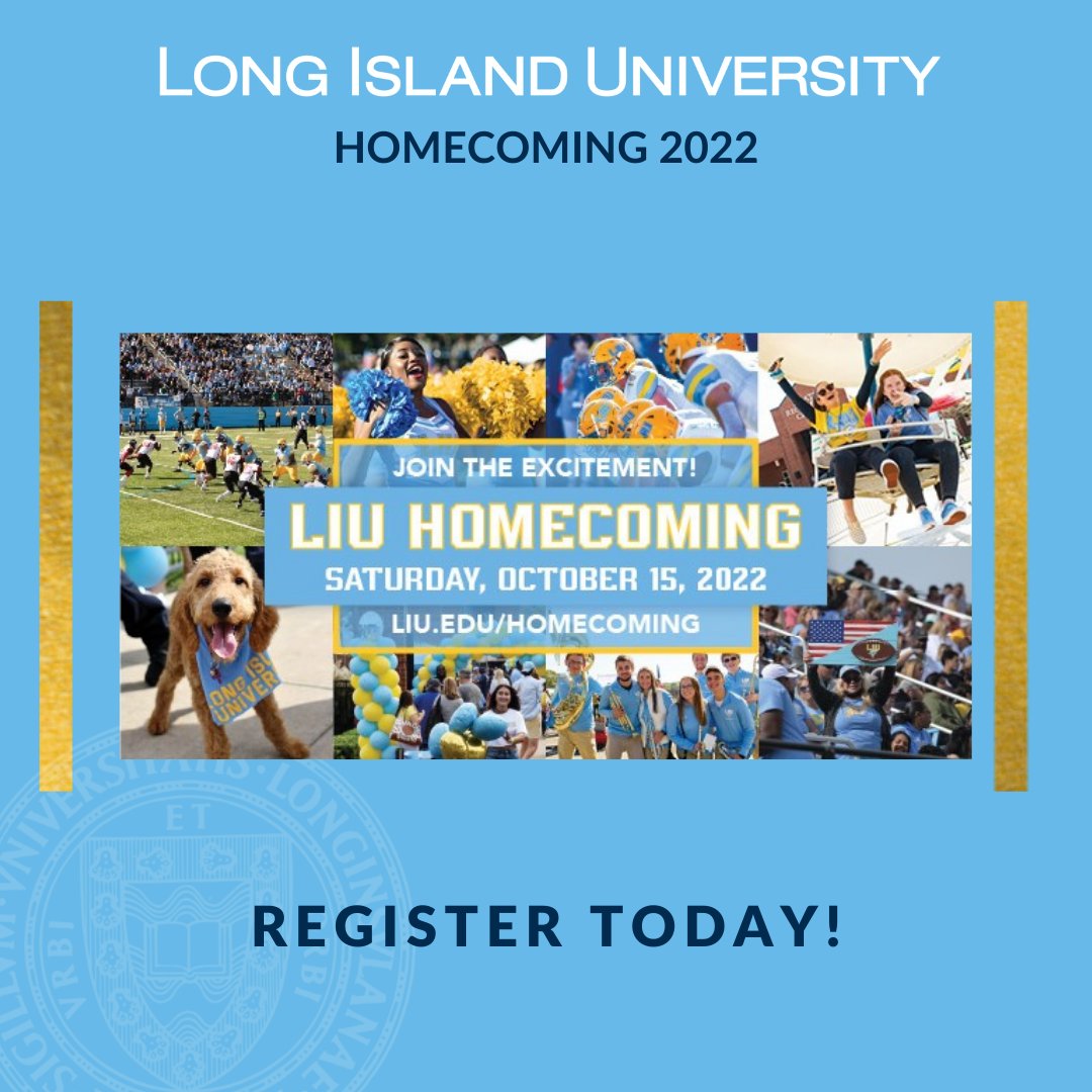 SHOW Your Spirit. SHARE Your Pride.
Join alumni, students, parents, and friends for the BIGGEST DAY OF THE YEAR filled with LIU Sharks Football, carnival, tailgating, and alumni gatherings.

Registration is now OPEN

liu.edu/Homecoming