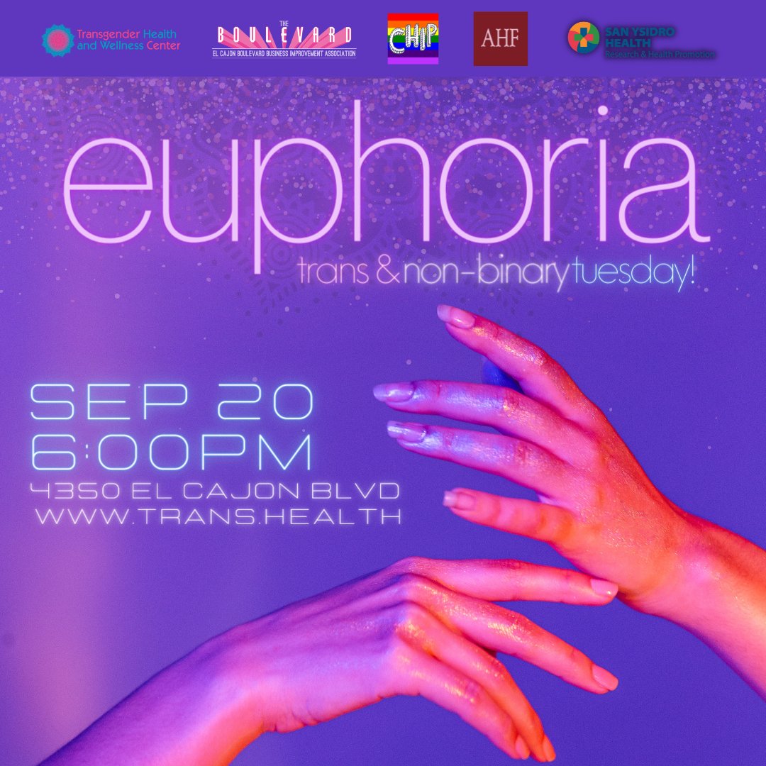 TransHAWC's tweet image. Trans and Non-binary Tuesday!! 
will be hosting a night inspired by the HBO hit series Euphoria. The best outfit and makeup will receive a price!  

#transtuesday #transandnonbinary #trans #transsandiego #sandiegotransgirl  #queersandiego #transcommunity #transpride