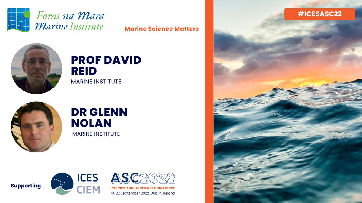 Marine Institute Professor David Reid will join an @ICES_ASC panel on Day 1 to discuss how to navigate climate change on the North Atlantic and Irish waters.
The session will be moderated by Dr Glenn Nolan also from Marine Institute.
#ICESASC22