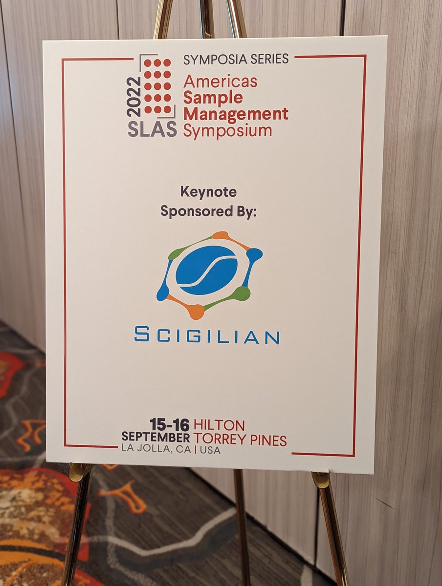 DirSlas's tweet photo. #SLASSample22 kicked off this morning in La Jolla, CA with our Premier Sponsor Technology Snapshot and Opening Keynote speaker, Brenda Yanak. Thanks to @scigilian for supporting this event for the #SLAS sample management community! https://t.co/QOe9HcWQUQ