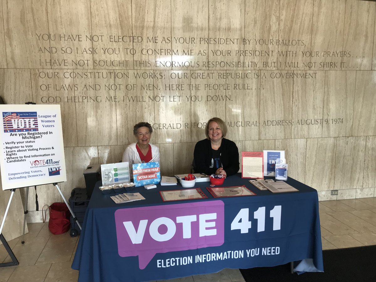 Ford_Library's tweet image. Participation is an essential part of American democracy and today is #NationalVoterRegistrationDay! During @ArtPrize, through October 2nd, the League of Women Voters will be helping people register, 11:00am - 5:00pm, at the Gerald R. Ford Presidential Museum. @LWV @Vote411