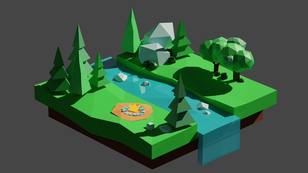 Ponsi__'s tweet photo. Hoi :) It's been a while! I finally am getting back into 3D modeling since i started Uni last week. Today I made this cute low poly island.  (Also I am figuring out how to get less noise in my render D: Still got a long way to go) #3dmodeling #blender #lowpoly #lowpolyblender https://t.co/X8OBgQniCG