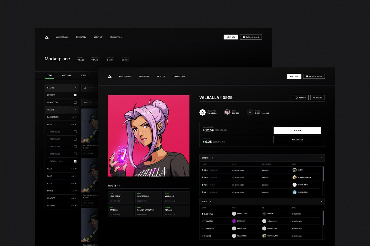Today, we're announcing the <a href="/joinvalhalla/">VALHALLA Community</a> marketplace.

Building our own marketplace has not been an easy feat, but we believe the benefits derived for our future holders will be worth it.

🧵