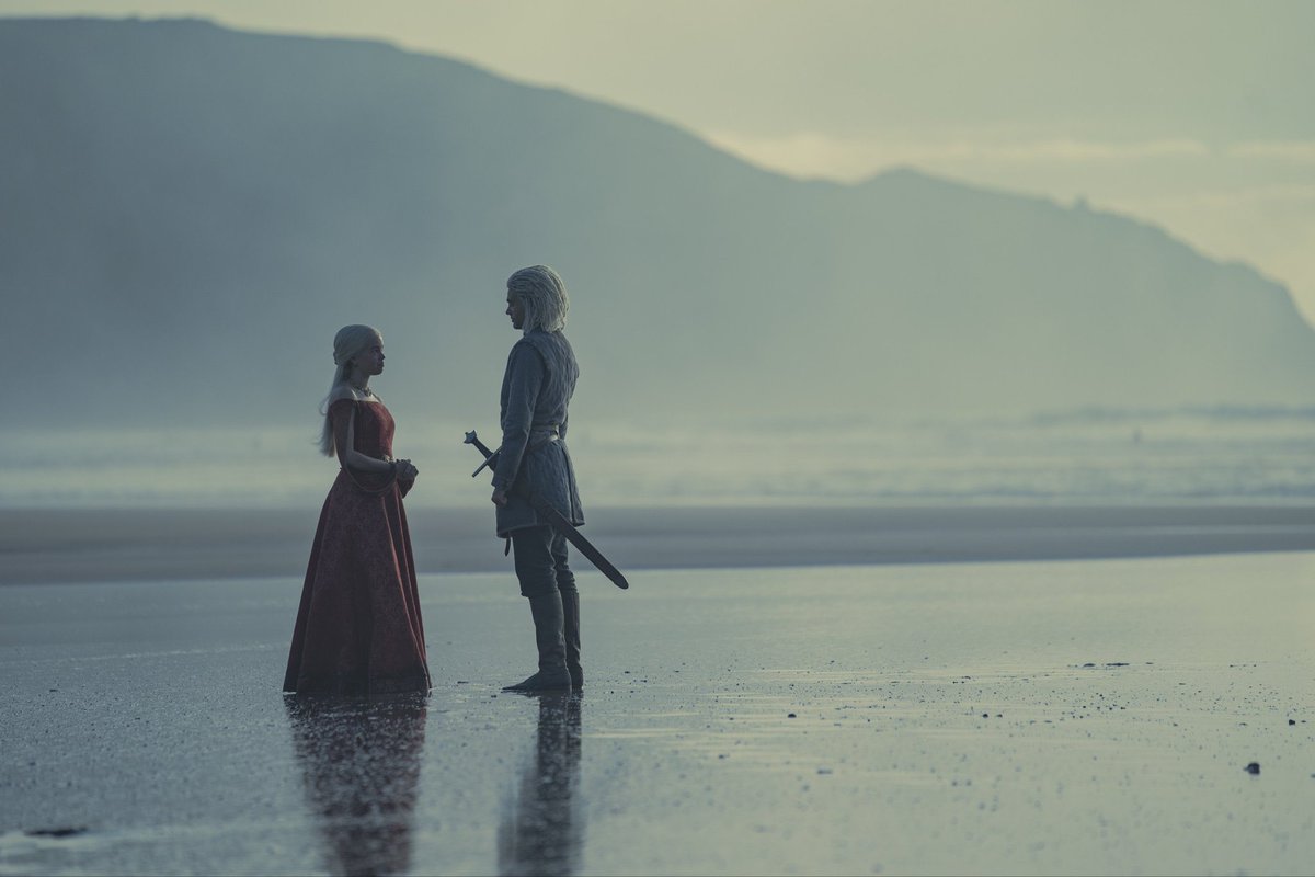 HOTDtv's tweet photo. Rhaenyra Targaryen and Laenor Velaryon in Episode 5. These are some beautiful shots.

#HouseOfTheDragonHBO #HOTD https://t.co/xlUs1bhokV