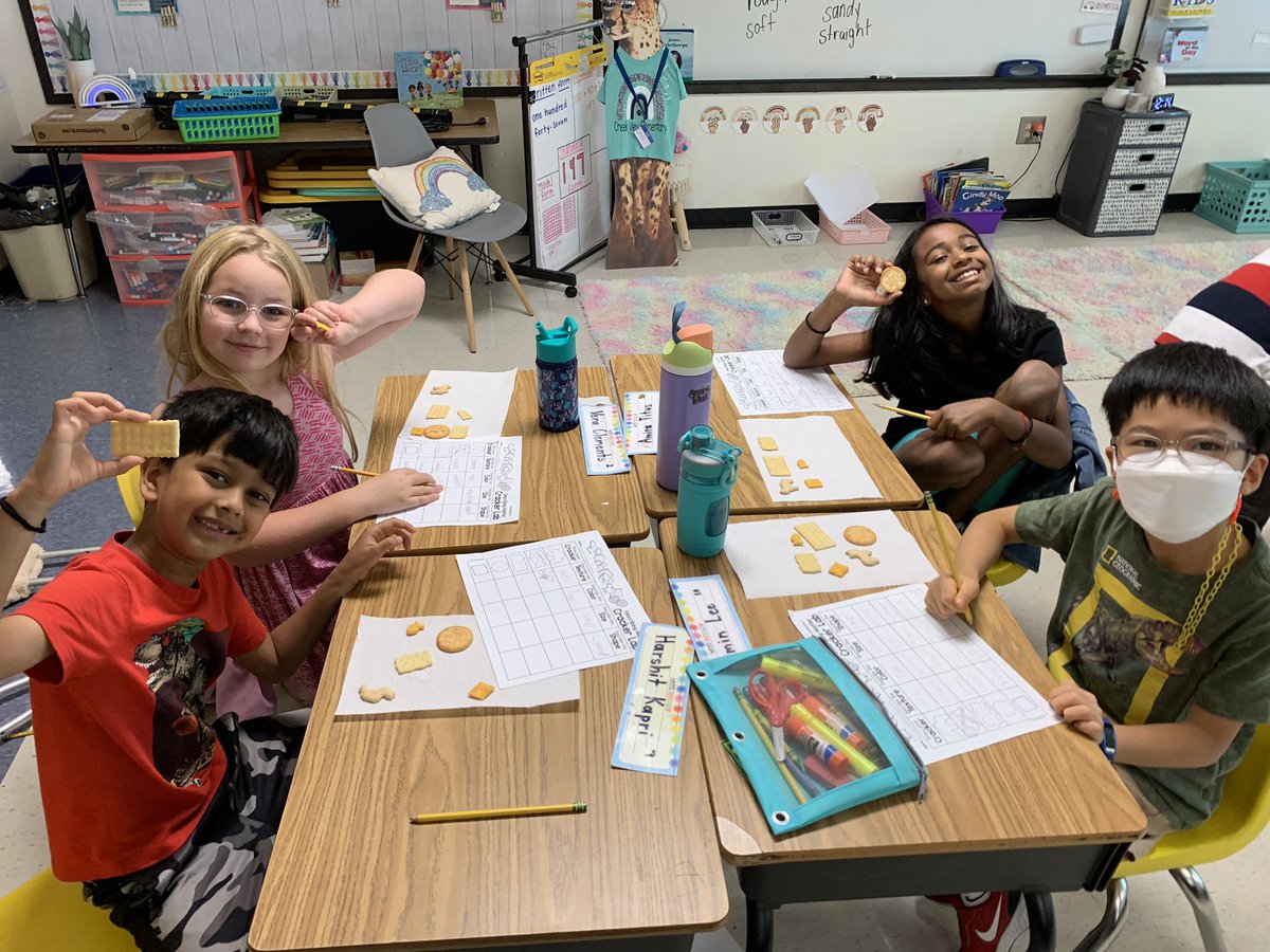 MsZbikowski's tweet photo. Today we did a “Describing Matter Cracker Lab” for our Matter unit in science. The kids had a blast describing the physical properties of the different types of crackers. https://t.co/GrKcOrAiAK