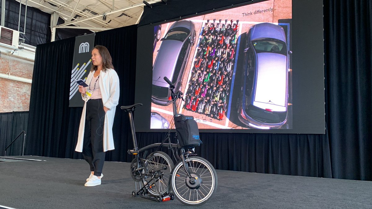 MicromobilityCo's tweet photo. Juliet Scott-Croxford, Brompton President NA -  “We create urban freedom for happier lives”

#mmamerica https://t.co/3uR3bygBb6