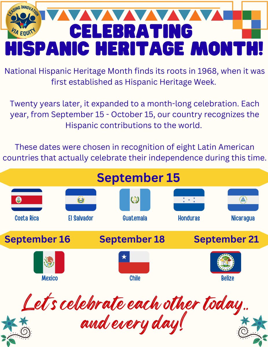 As we kick off Hispanic Heritage Month, we invite you to celebrate each other today…and every day🥳 #diversity #equity #inclusion❤️ @ValVerdeUSD @VVUSD_Family