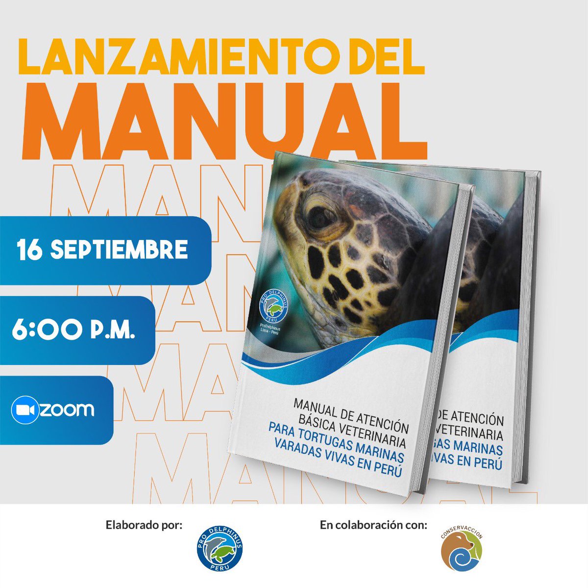 Sé parte del lanzamiento del nuevo manual elaborado con la colaboración del equipo de médicos veterinarios y biólogos de <a href="/conservaccionpe/">CONSERVACCION</a> 🙋🙋‍♂️ via Facebook facebook.com/ProDelphinus/l…
✅ Fecha del evento: 16 de setiembre
✅ Horario: 6:00 p.m. 
#seaturtle #varamiento #strandindgs