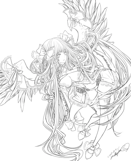 #線画を晒すと誰かが色を塗ってくれるかもしれない 
興味をそそるタグだな・・・じゃあ・・・親子で線画置いときます💞(何故コレ❓💧) 