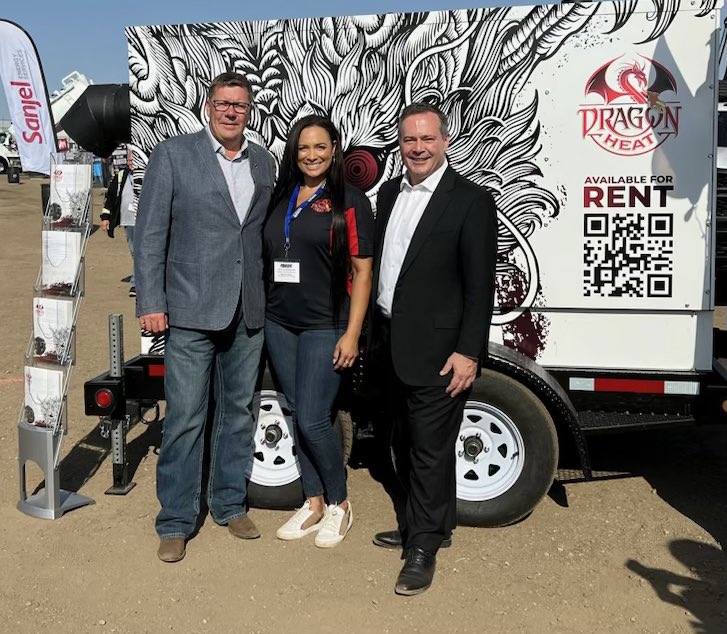 Koleyayyc's tweet photo. What an incredible time at the Lloydminster Heavy Oil show! Thank you so much to our #Alberta Premier @jkenney Kenney and the #saskatchewan Premier Scott Moe for stopping by for our Dragon Heat product launch! 

 #lloydminster #oilandgas #dragonheat #cleantech #environment https://t.co/336rZ4lzzK