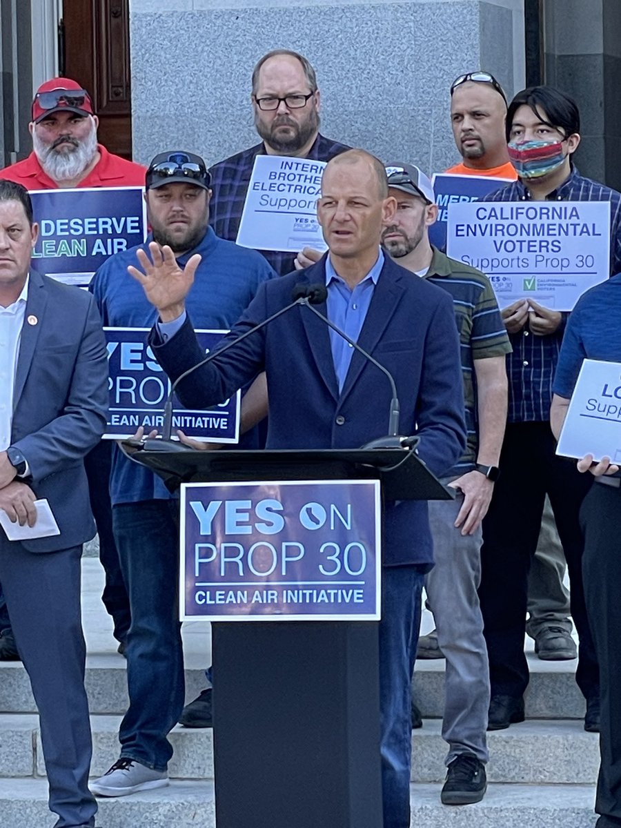 stevenmaviglio's tweet photo. More @CA_Dem support for @CleanAirNowCA with @KevinMcCartyCA kicking off #YesProp30 presser at the Capitol joined by @calfirel2881 @envirovoters @IBEW https://t.co/KZXCSYPqId