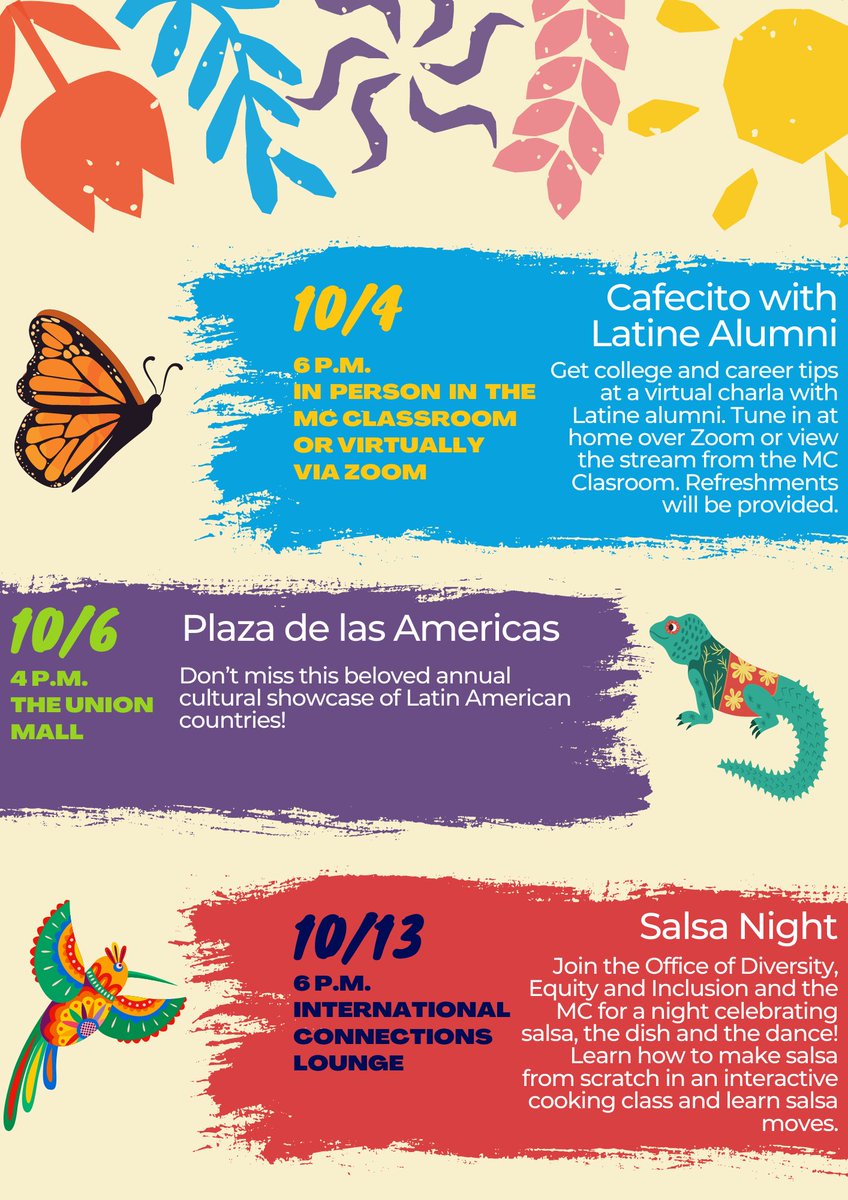 HogsUnited's tweet photo. 👀 Check out these Hispanic Heritage Month events happening on campus, starting today! #LosRazorbacks https://t.co/71WlMMytFw