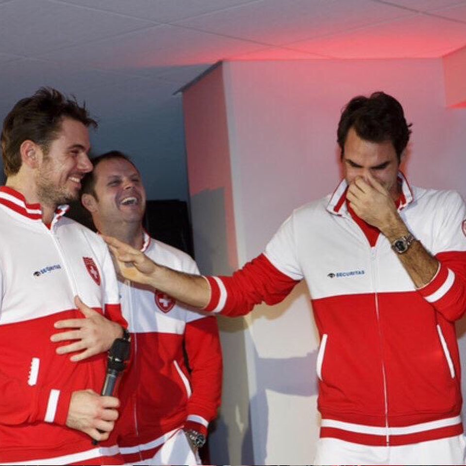 stanwawrinka's tweet photo. Forever grateful for all the memories on and off the court 💛. Tennis will never be the same without you 😢🌏. 
Enjoy the next chapter in your life with your beautiful family 🙏🏻❤️🇨🇭#legend #goat #friends #grateful https://t.co/LG4IxXX2v0