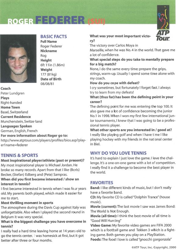 ATPMediaInfo's tweet image. "How do you deal with popularity," an 18-year-old @RogerFederer was asked.

"I like being popular the way I am now," Federer answered. "But not too much please!"

From house music and @WWE to his cat Ginger, learn more about teen Roger with this @ATPTour Q&amp;amp;A from 2000. #RForever