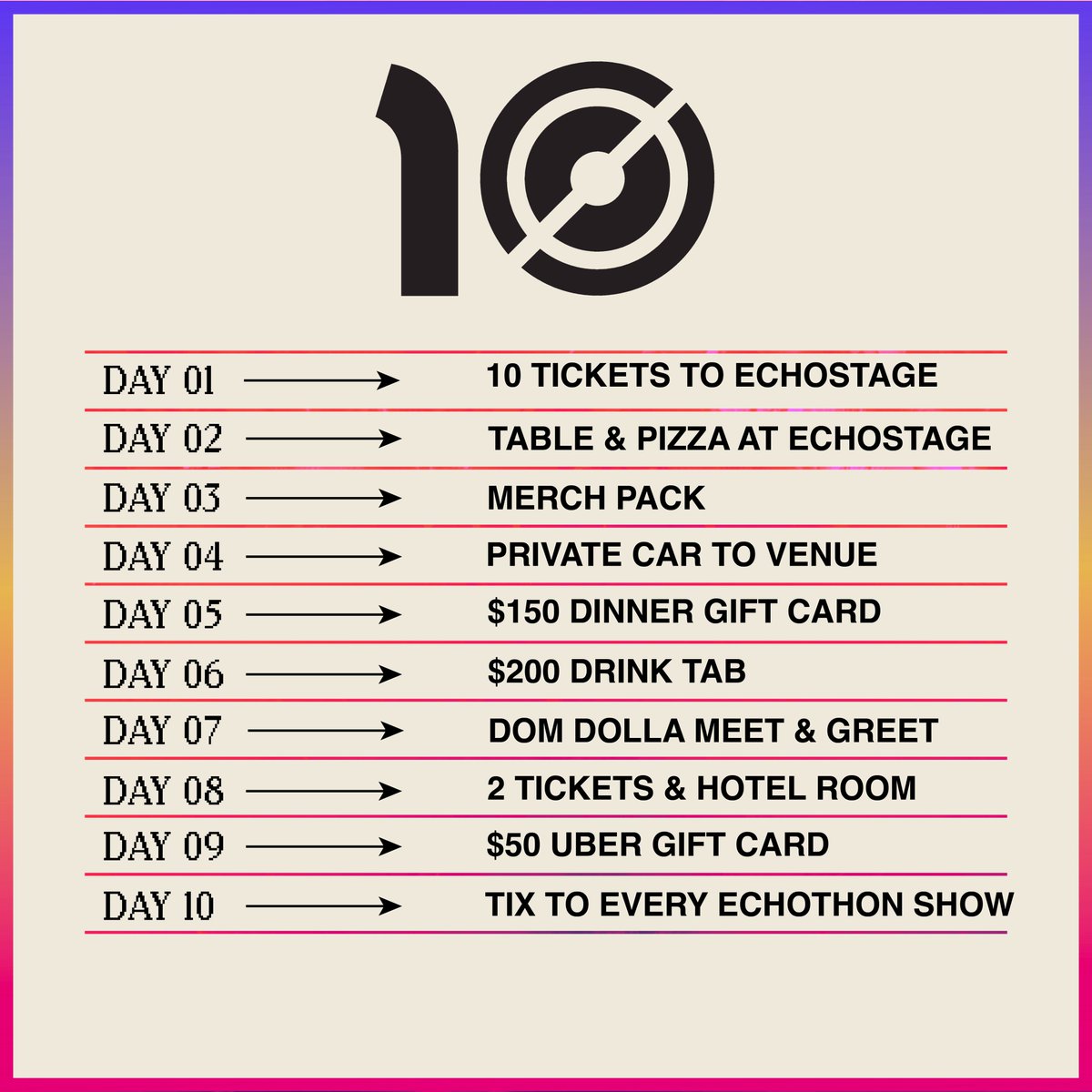 echostage's tweet photo. Enter at https://t.co/Ff2HTsDZhK &amp; turn on post notifications to be the first to know who our #ECHO10 Giveaway prize winners will be. 🔥🥳

Good luck #EchoFam! https://t.co/wXJzW2Lgzw