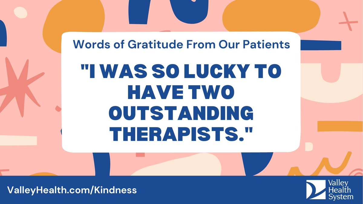 ValleyHealthNJ's tweet photo. Valley’s #Kindness Campaign asks visitors to all Valley Health System locations to be respectful of everyone they encounter, including our caregivers. As part of this initiative, we would also like to share #WordsOfGratitude from our patients.
https://t.co/2yA8iHCcRu. https://t.co/Vdw2XYzIEf