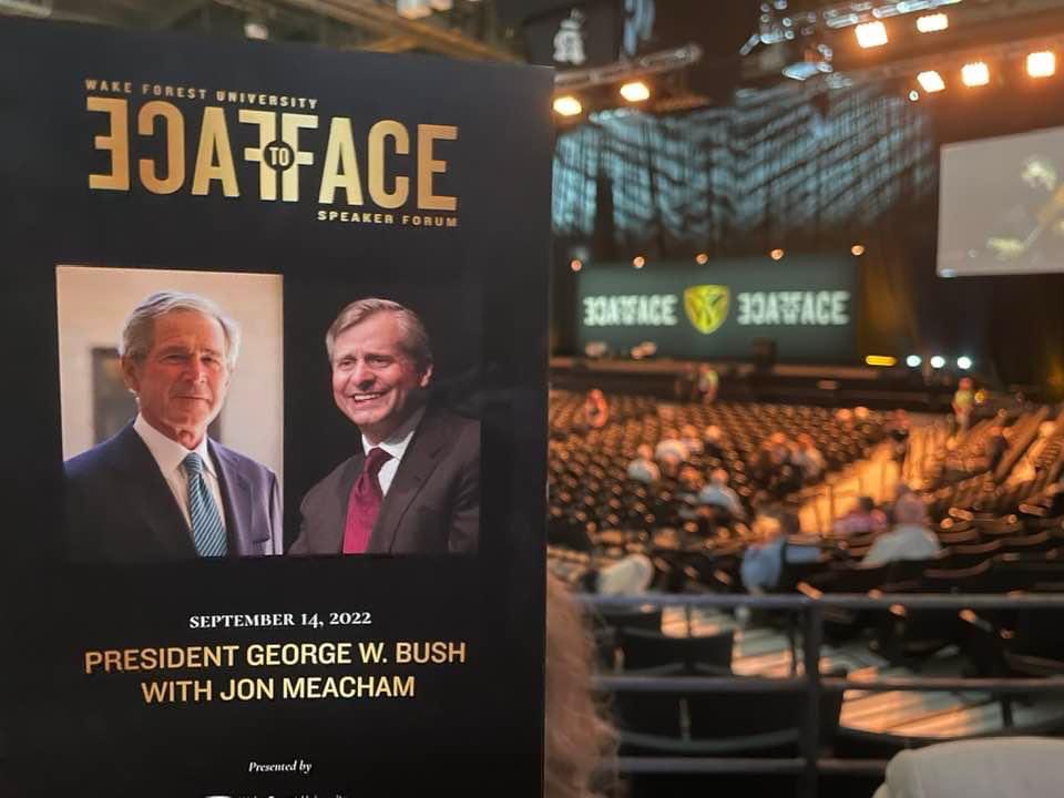 Summit's 9th grade students were honored to attend the <a href="/WakeForest/">Wake Forest University</a> <a href="/FacetoFaceWFU/">Face to Face Speaker Forum</a> last night to hear our country's 43rd President, George W. Bush, along with author, historian, and presidential biographer Jon Meacham. It was truly an evening to remember. #InspiringLearning