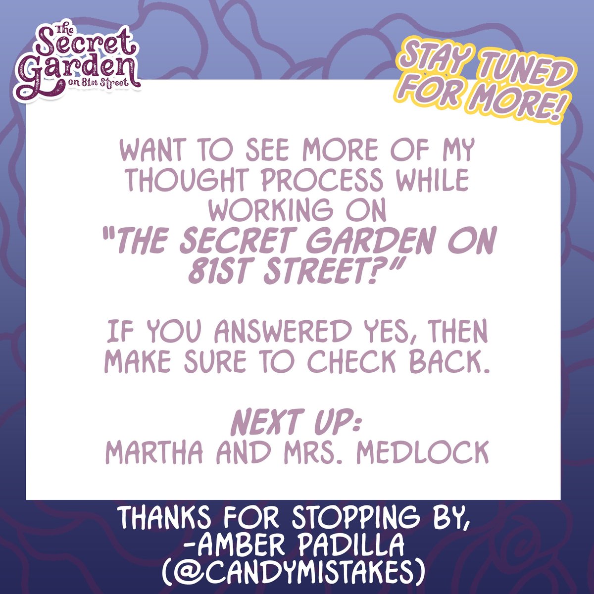 In the original novel Archibald Craven had a hump on his back. When I was first designing Uncle Archie I tried to show that with a sad slouch. In the end, the hump wasn't part of the script so I didn't have to worry so much! 
Author: <a href="/ivynoelle/">meep</a> | Publisher: <a href="/LittleBrownYR/">Little, Brown Young Readers</a>