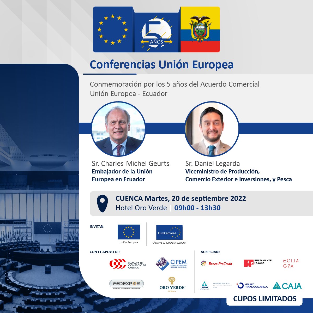 cipemec's tweet photo. En el marco del Acuerdo #Comercial entre la #UE y #Ecuador, tenemos el agrado de invitarle a una serie de conferencias gratuitas. Los encuentros serán un espacio de diálogo acerca de los beneficios de este #Tratado.
👉 Link de registro: https://t.co/Cpm3exWtuJ
#PartnerAHK https://t.co/ljPiB97HP9