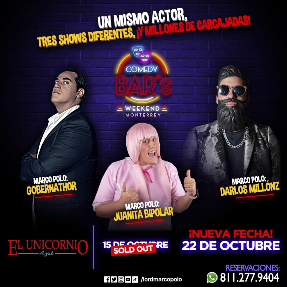 LordMarcoPolo's tweet photo. Se logró abrir otra fecha para el #ComedyBarsWeekend 😀😎 https://t.co/hee9y3vhQV