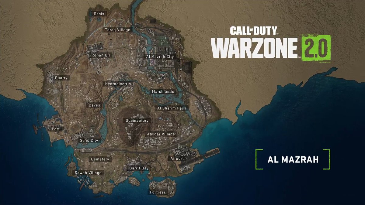 WarzoneIntel's tweet photo. BREAKING: First look at Warzone 2 map 'Al Mazrah' https://t.co/RMIzZwajNc