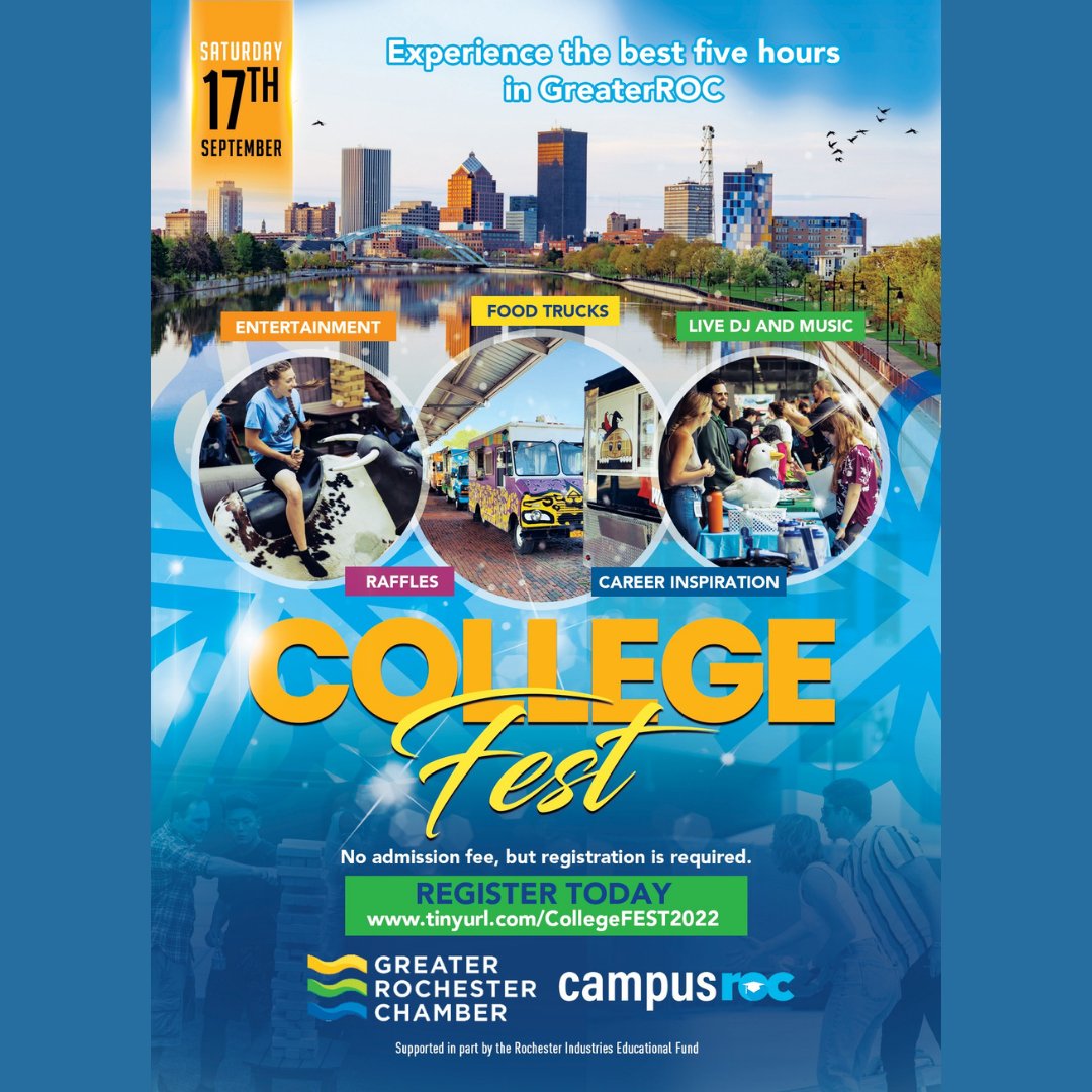 AUCareers's tweet photo. Head to Rochester, NY this Saturday for live music, food trucks and employers hiring on the spot for internships/fulltime jobs during CollegeFest 2022! For more information go to: https://t.co/HE8uTbjY8o https://t.co/OH7P0CG73P