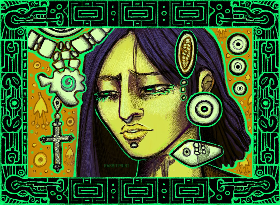 TheRabbitPrint's tweet photo. Hi I'm Rabbit.Print and I'm a Mexican-American illustrator proud of their indigenous heritage. I like to draw Mexica/Nahua lore+culture and my lived experience as a brown person in the continental Americas. Viva Mexico!
#latineheritagemonth #latinoheritagemonth 
#poderprieto https://t.co/WzPxR8d1yk