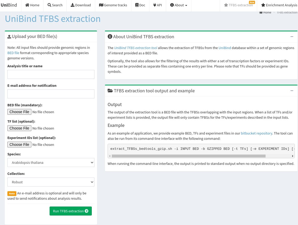 🆕UniBind feature: extract TFBSs that overlap regions of interest (as BED input); filter for specific TFs and/or experiments possible as well. Have a look at unibind.uio.no/TFBS_extractio…

Thx @puig_riudavets for implementing it.